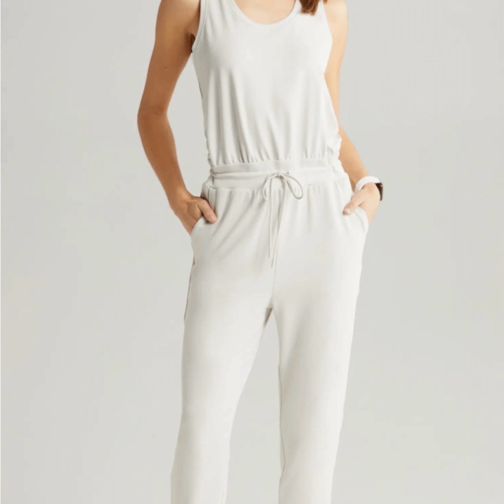 Zella Lift Off Jumpsuit in Moonbeam Gray RN 68665 Sleevless, Athleisure Size S
